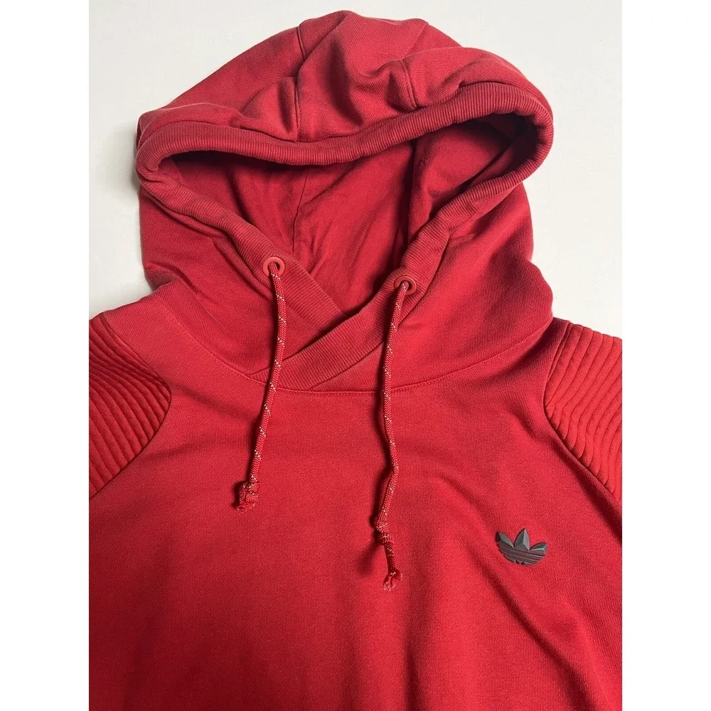 Adidas Originals Rubber Logo Trefoil Cross Neck Hoodie Red Mens Sz‎ L
